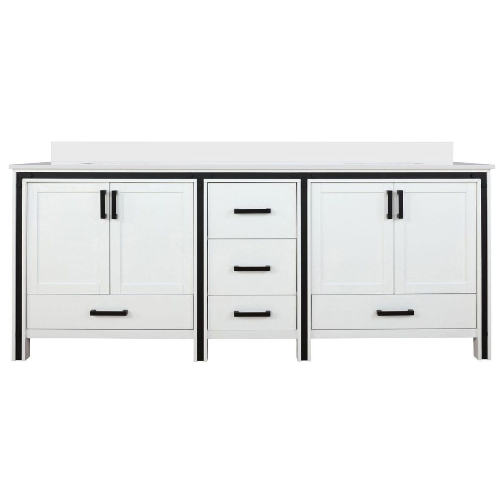 Lexora Home Ziva 84&quot; Double Bathroom Vanity in White with 2 cm White Cultured Marble Top and Rectangular Sinks, , large