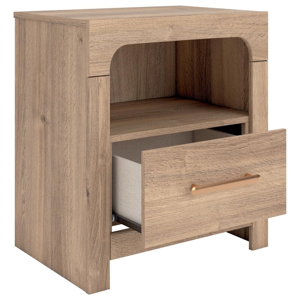 Ashley Kinlanni 1-Drawer Nightstand in Tan, , large
