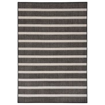 Nourison Positano POS03 Black and Ivory 7" x 10" Indoor/Outdoor Area Rug, , large