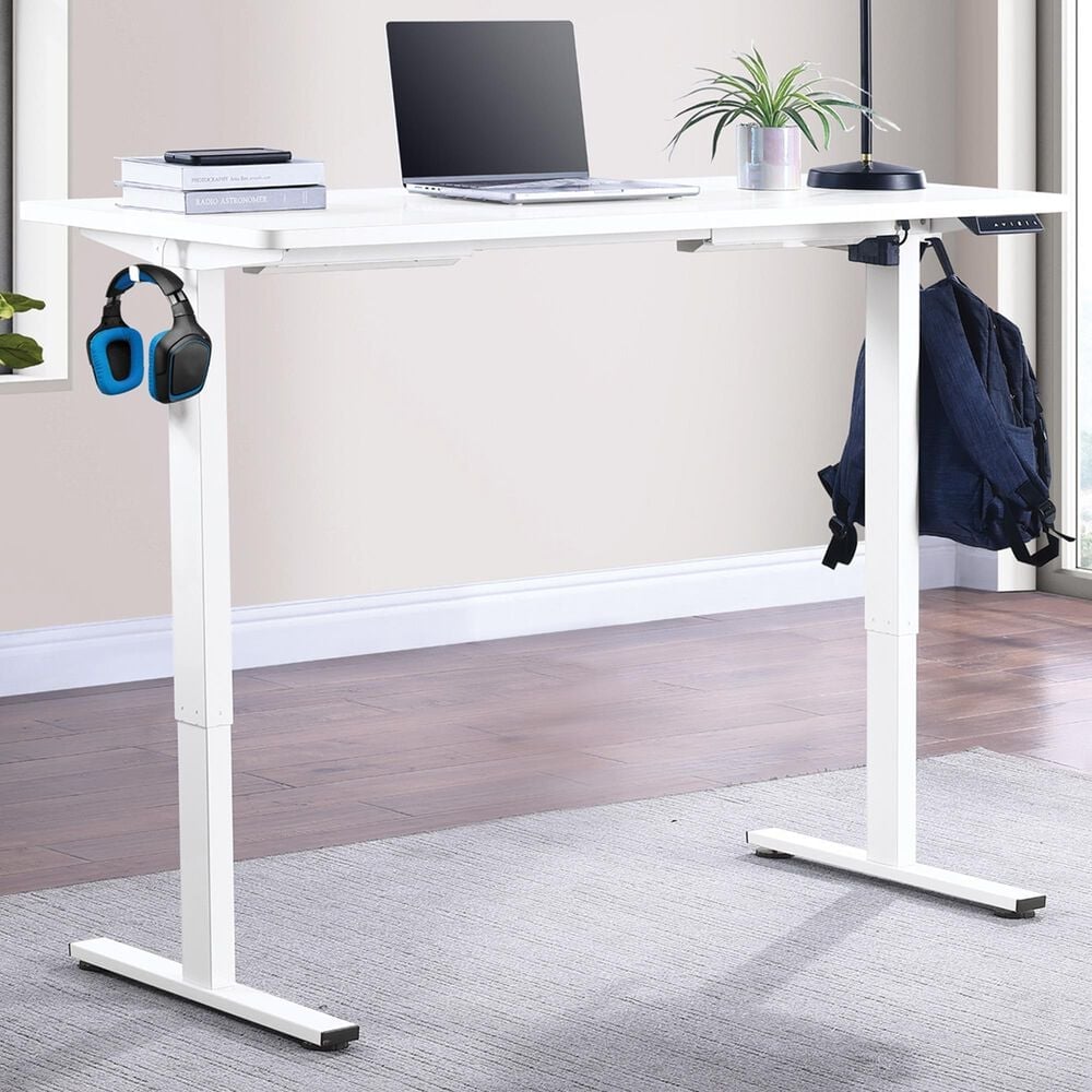 OSP Home Primo 60&quot; Electric Sit and Stand Desk in White, , large