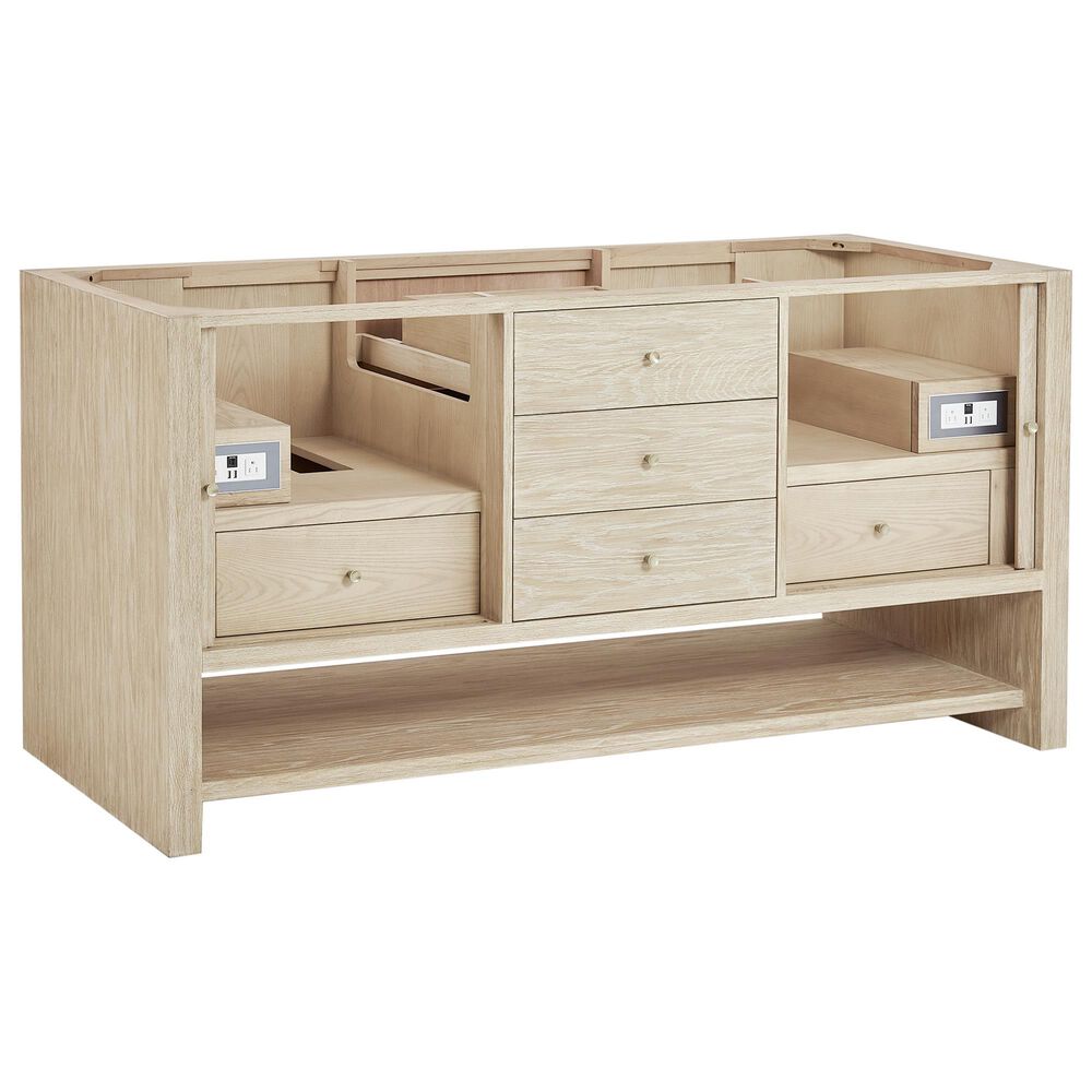 James Martin Vanities Marigot Single 72&quot; Double Vanity in Sun-washed Oak with 3 cm Carrara White Marble Top, , large
