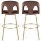 LumiSource Ava Swivel Bar Stool with Espresso Velvet Upholstery in Gold (Set of 2), , large