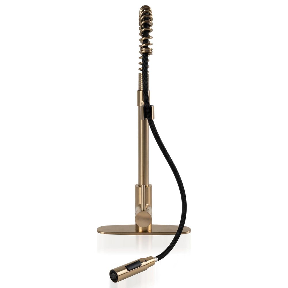 MS International AcquaLuxe Curved Pull-Down Sprayer Kitchen Sink Faucet in Gold, , large