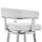 Blue River Lorin 30" Swivel Bar Stool with White Cushion in Stainless Steel, , large