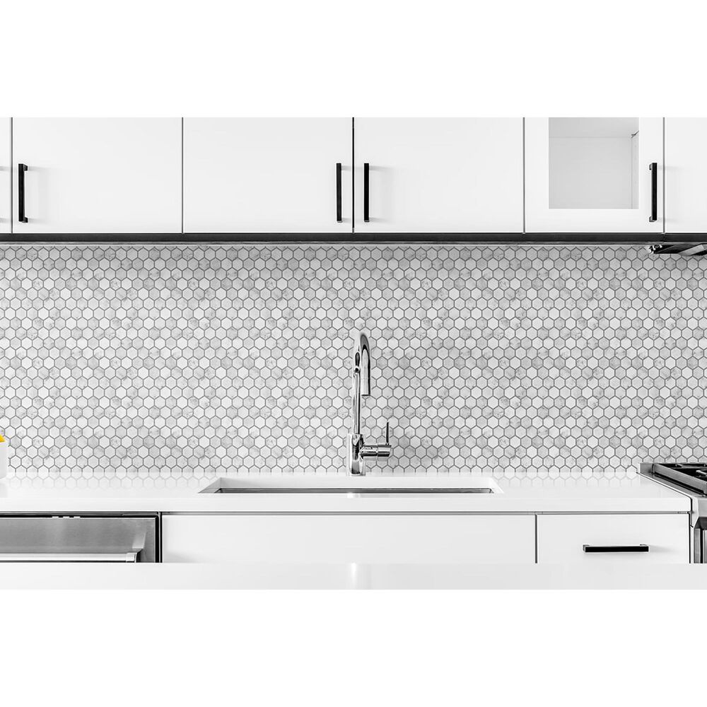 NextWall Marble Hexagon 216" x 20.5" Peel and Stick Wallpaper in