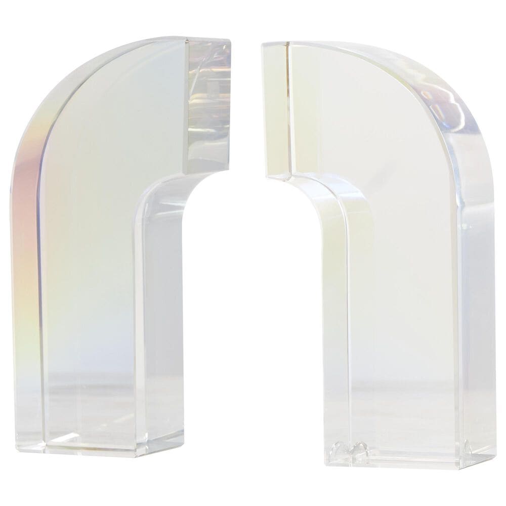 Maple and Jade Arched Geometric Decorative Bookend in Clear &#40;Set of 2&#41;, , large
