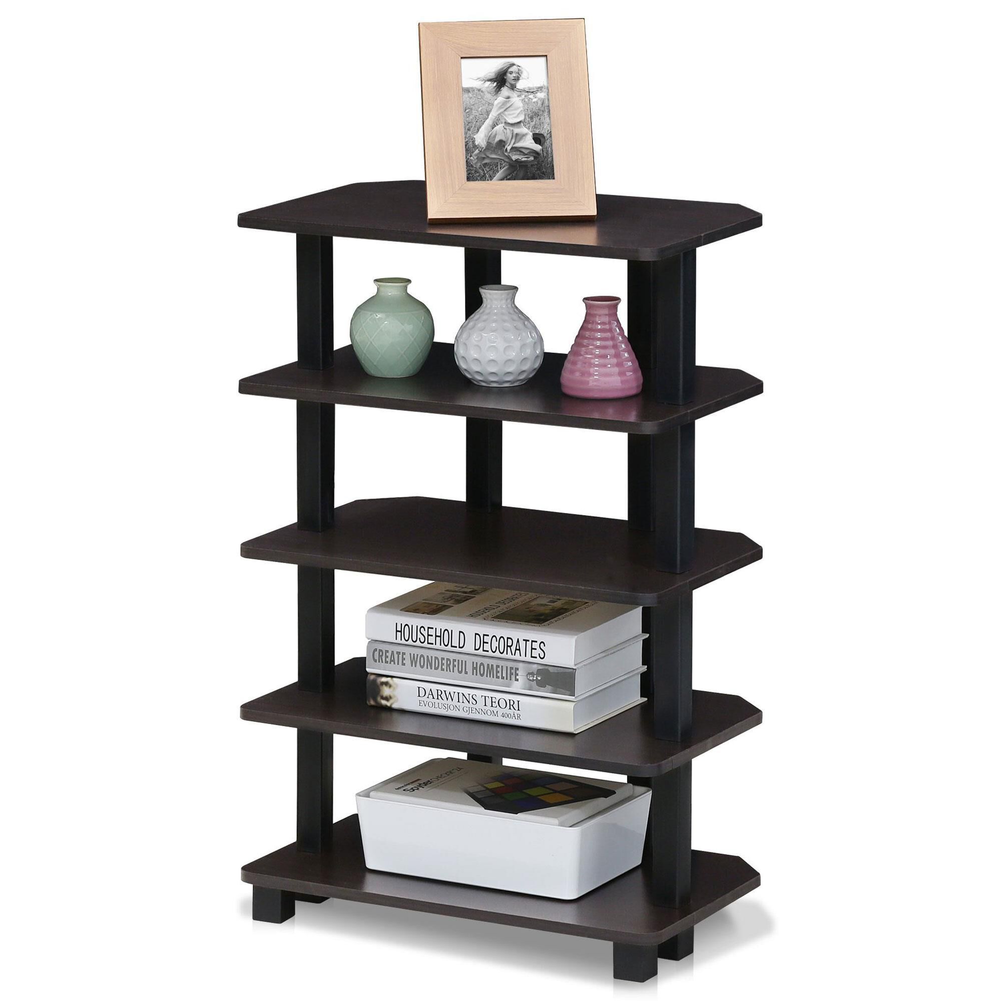HOMLUX Turn-N-Tube 5-Tier Corner Open Storage Bookshelf in