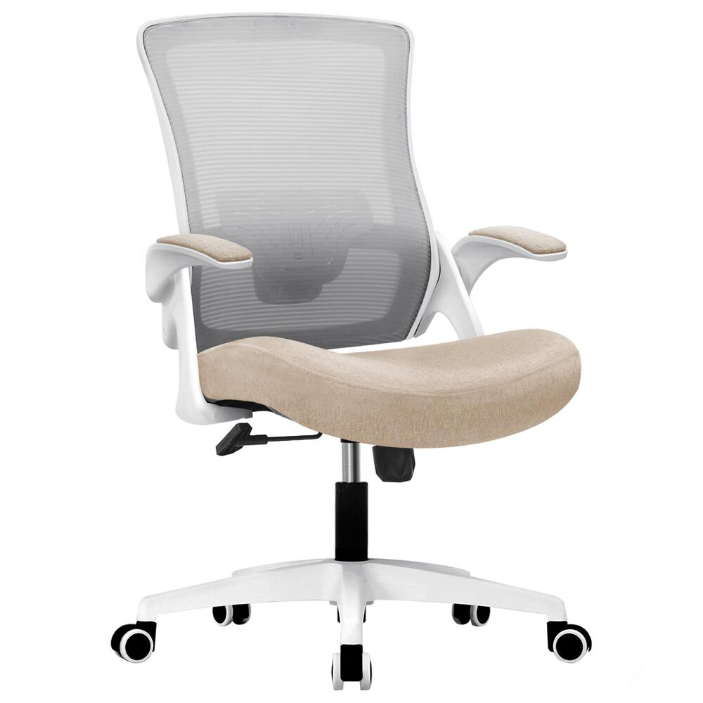 HOMLUX Swivel Ergonomic Office Chair with Headrest Lumbar Support in Beige, , large
