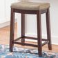 Linon Home Decor Claridge Counter Stool with Beige Cushion in Dark Brown, , large