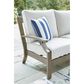 Ashley Rainier Ranch Outdoor Loveseat with Beige Cushion in Brown, , large