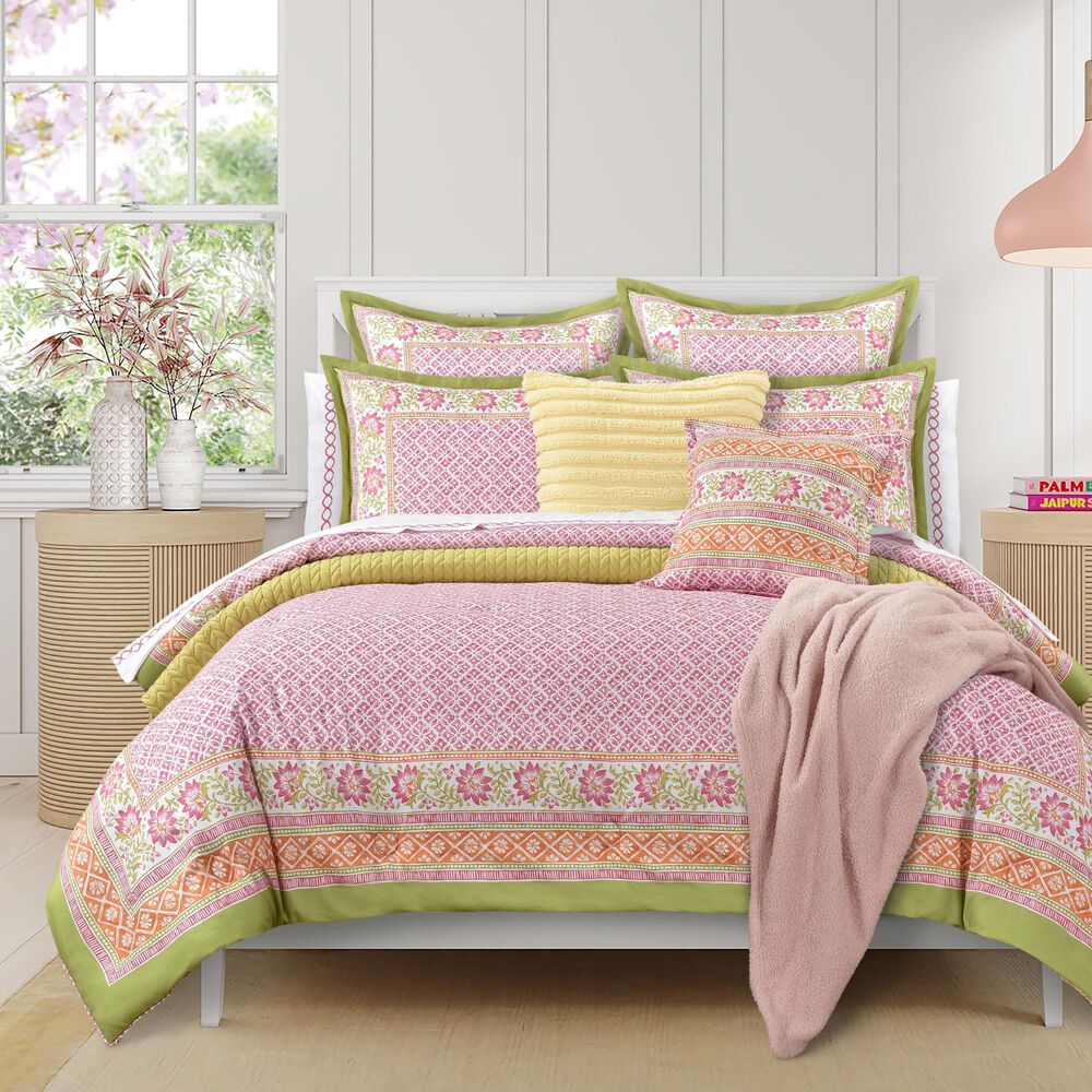 J. Queen New York Shiloh 3-Piece Full/Queen Comforter Set in Pink, Green and Orange, , large