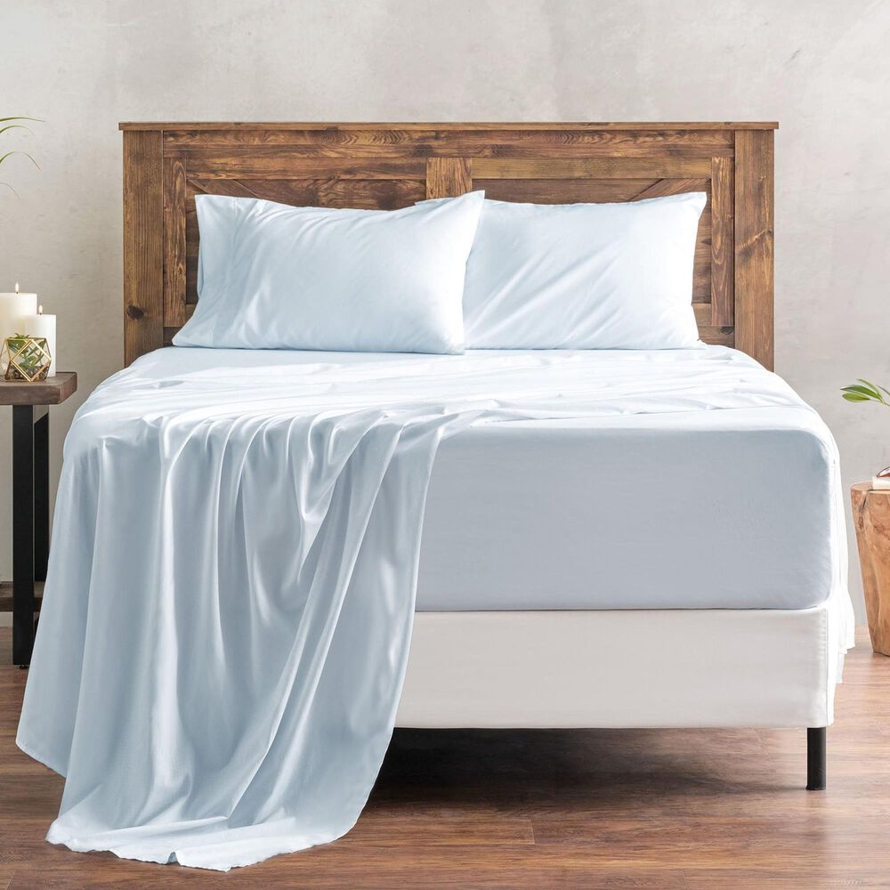 4-Piece King Checkered Emboss Sheet Set in Dusty Blue, , large