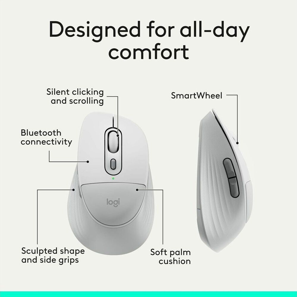 Logitech Signature Comfort Plus Wireless Mouse in Off-White, , large