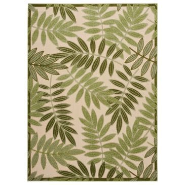 Nourison Aloha ALH18 10" x 14" Ivory and Green Indoor/Outdoor Area Rug, , large