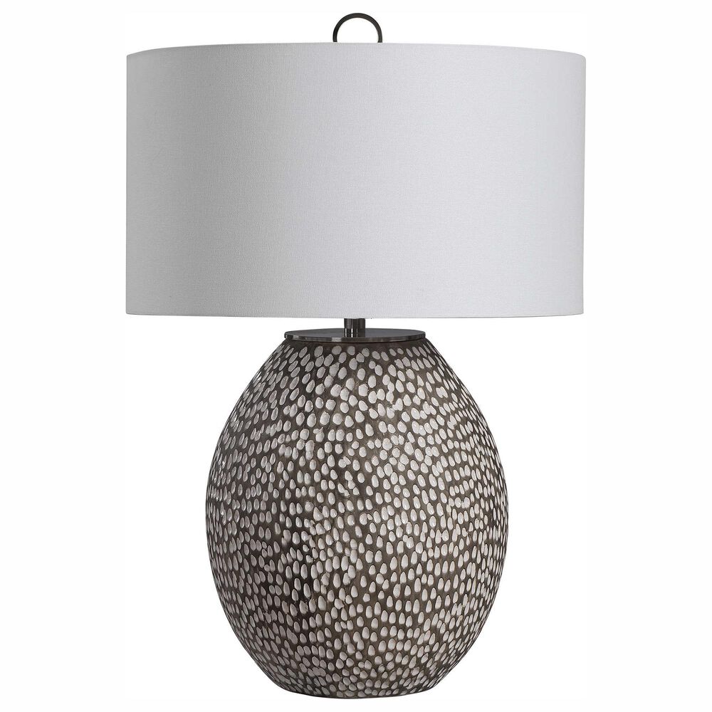 Uttermost Cyprien Table Lamp in Gray, White and Brushed Nickel, , large