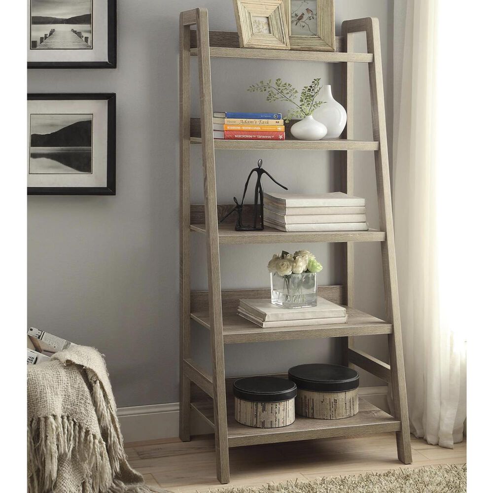 Linden Boulevard Tracey Ladder Bookcase in Gray, , large