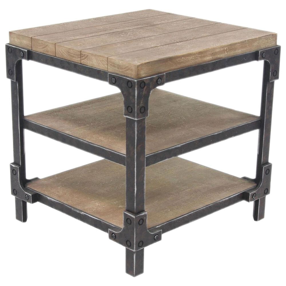 Maple and Jade 2-Shelf Accent End Table in Brown and Bronze, , large