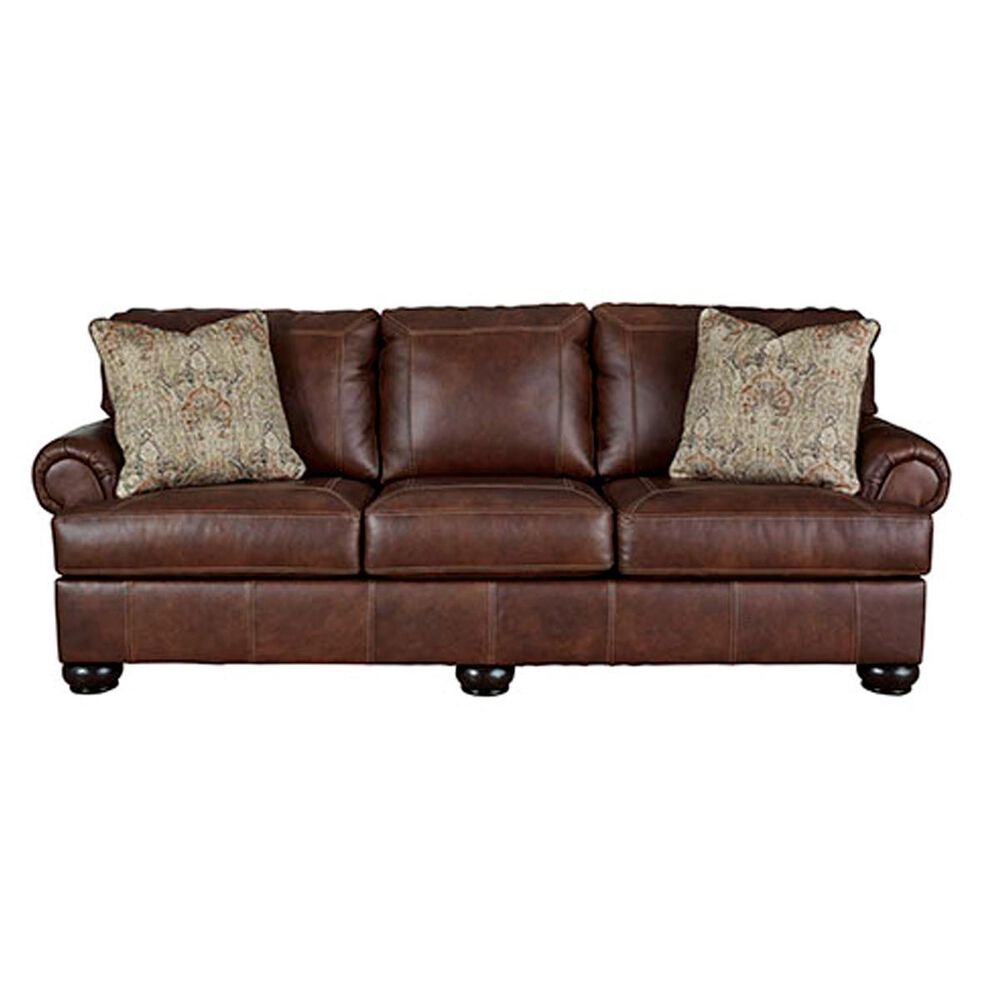 Signature Design by Ashley Bearmerton Leather Sofa in Vintage Brown, , large