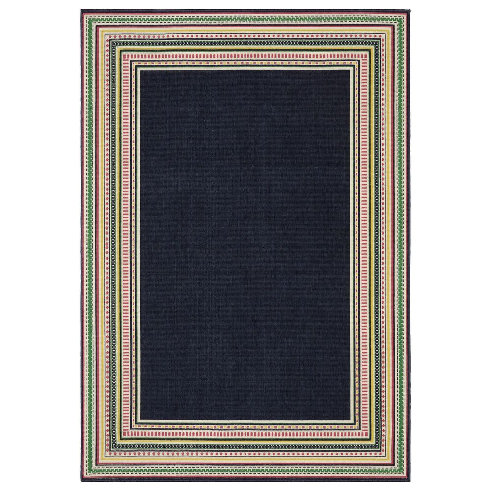 Oriental Weavers Havana HAV06 Navy and Multicolor 9"10" x 12"10" Indoor/Outdoor Area Rug, , large