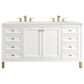 James Martin Vanities Chicago 60" Double Bathroom Vanity in Glossy White with 3 cm Lime Delight Quartz Top and Rectangular Sinks, , large