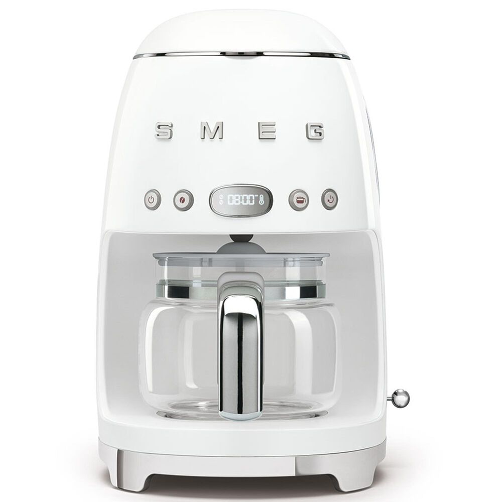 Smeg 47.34 Oz Drip Coffee Maker in White and Polished Chrome, , large