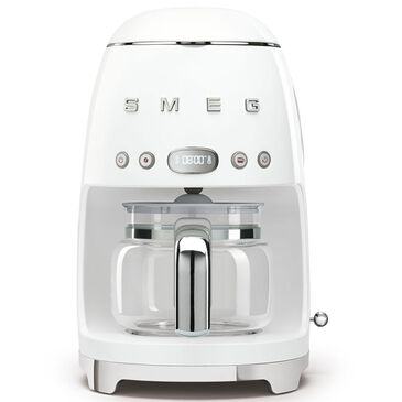 Smeg 47.34 Oz Drip Coffee Maker in White and Polished Chrome, , large