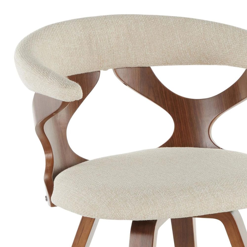 LumiSource Gardenia Swivel Arm Chair with Cream Upholstered in Walnut, , large