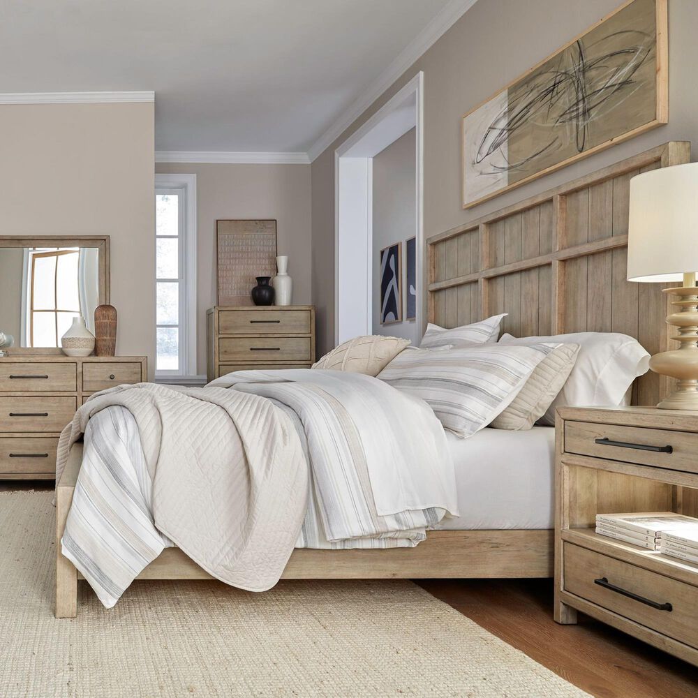 Belle Furnishings Proximity Place King Panel Bed in Barley Buff, , large