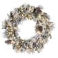 The Gerson Company 30" Pre-Lit Flocked Artificial Christmas Wreath with White LED Lights in Green, , large