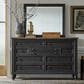 Belle Furnishings Americana Farmhouse Landscape Mirror in Dusty Black, , large