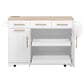 HOMLUX 59" Kitchen Island with 2 Pull Out Cabinet Organizers in White, , large