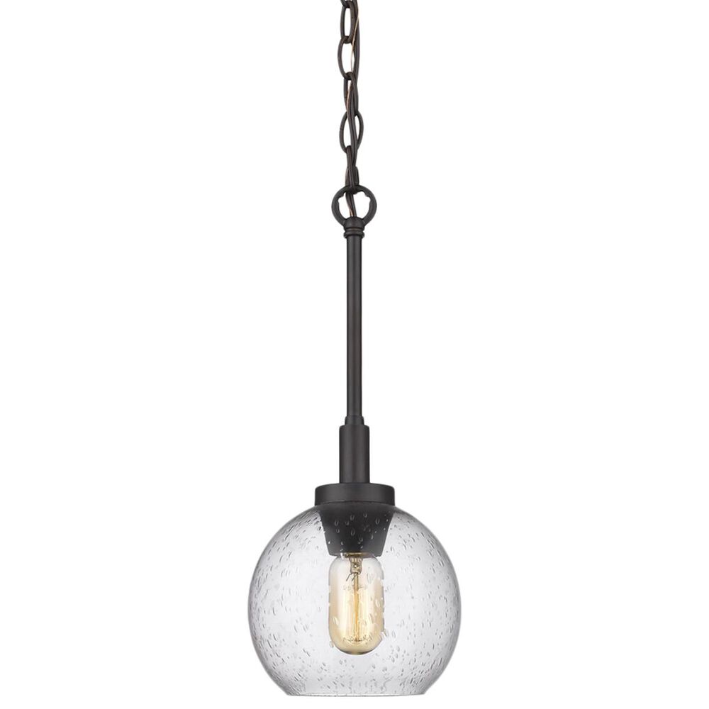 Golden Lighting Galveston Mini Pendant in Rubbed Bronze with Seeded Glass, , large