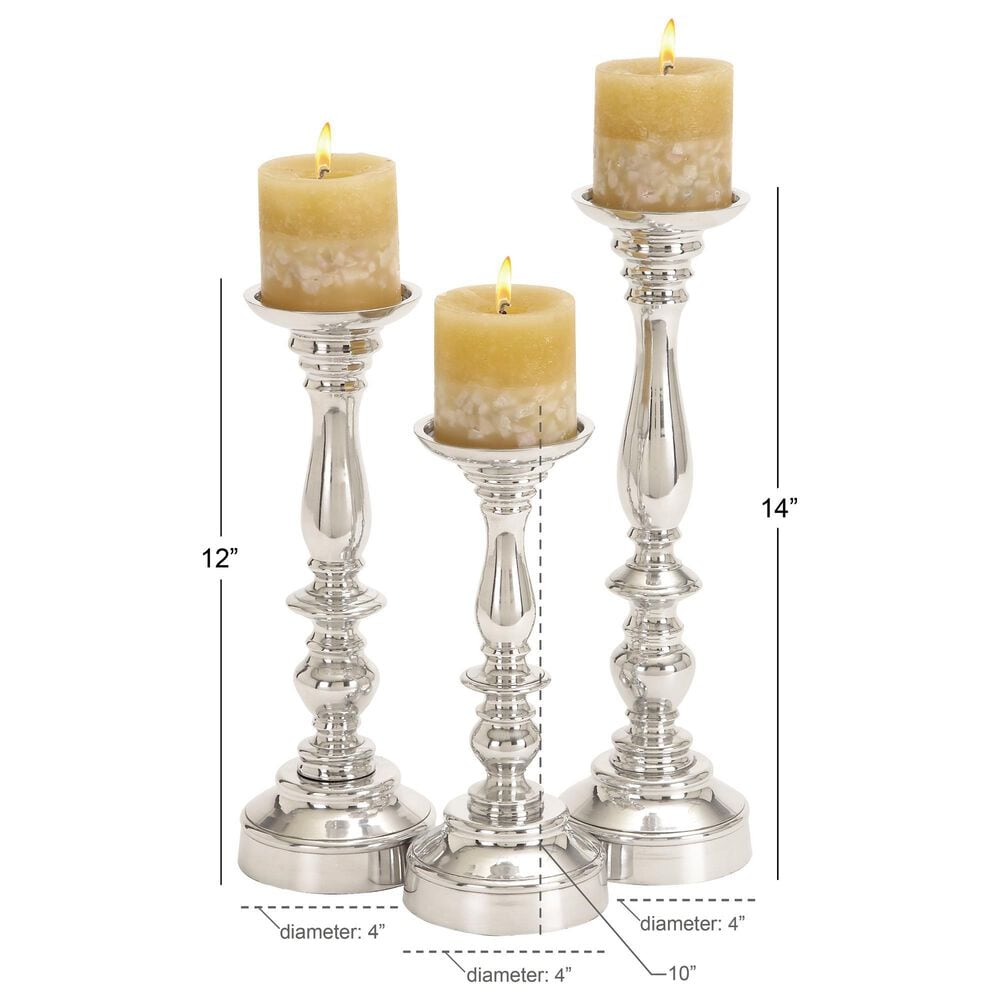 Maple and Jade 14&quot; Traditional Candle Holder in Silver &#40;Set of 3&#41;, , large
