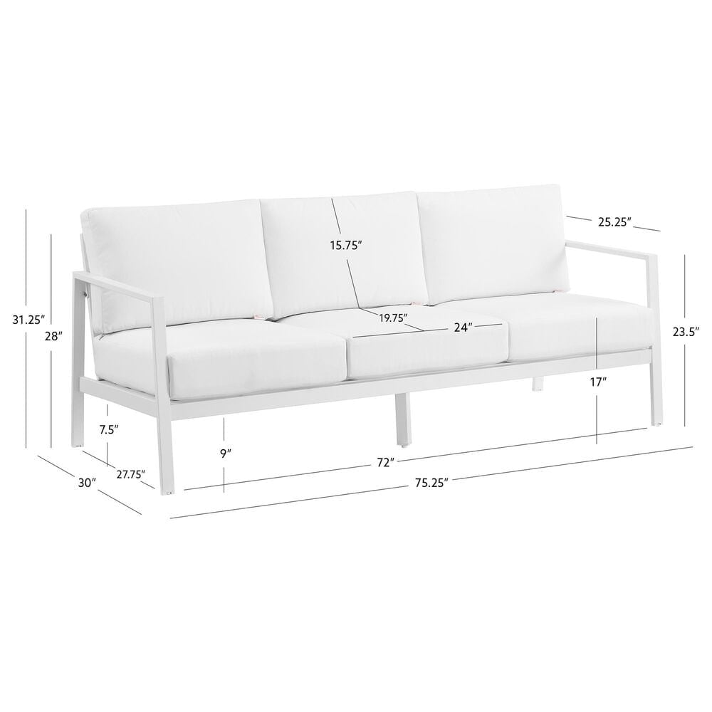Linon Home Decor Holland Outdoor Sofa with White Cushions in White, , large
