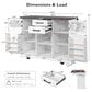 HOMLUX 54.9" Kitchen Island with Drop Leaf in White and Brown, , large