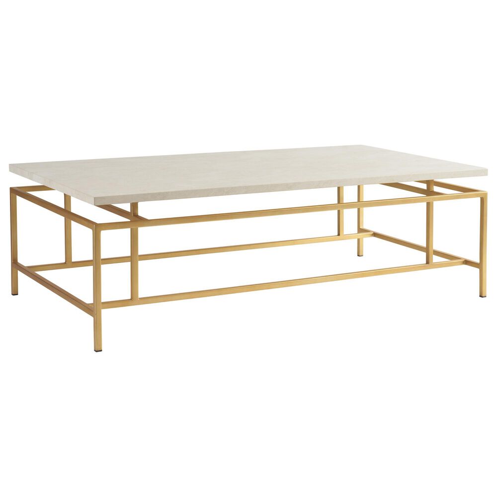 Lexington Home Brands Pinnacle Rectangular Cocktail Table in Anticato and Satin Gold, , large