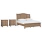 Riva Ridge Oxford King Sleigh Bed with Two Nightstands in Tan with USB Ports, , large