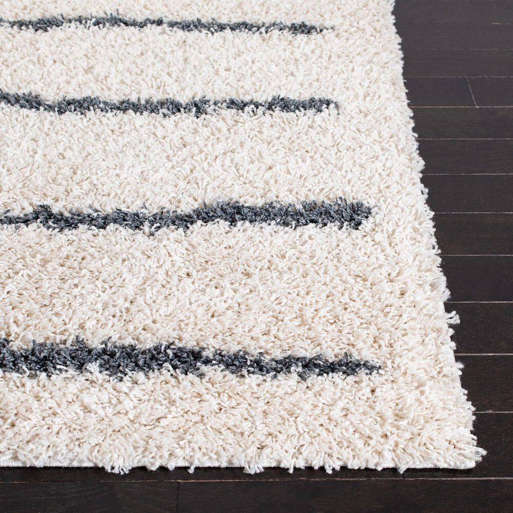 Safavieh Venus Shag VNS604B 5&#39;3&quot; Square Ivory and Dark Grey Area Rug, , large
