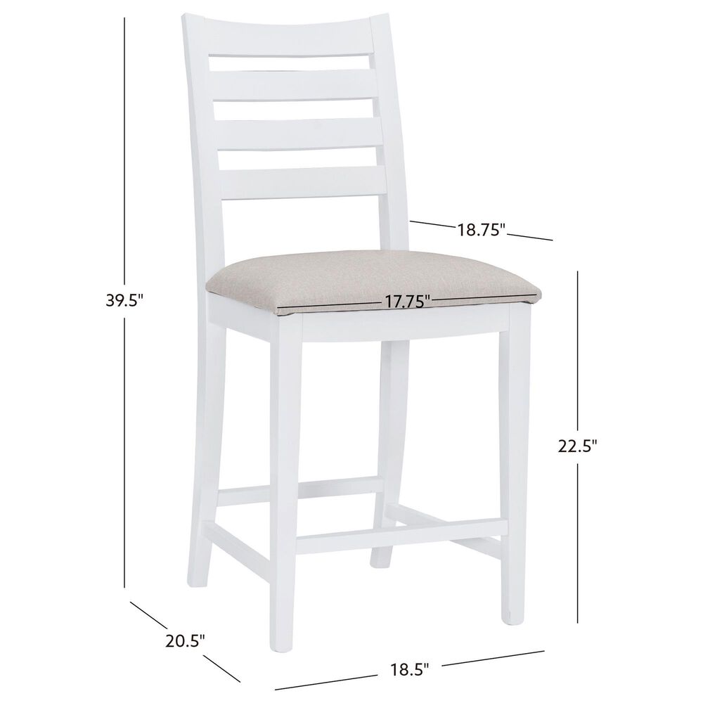 Linon Home Decor Flynn 22" Counter Stool with Light Grey Cushion in White, , large