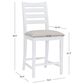 Linon Home Decor Flynn 22" Counter Stool with Light Grey Cushion in White, , large