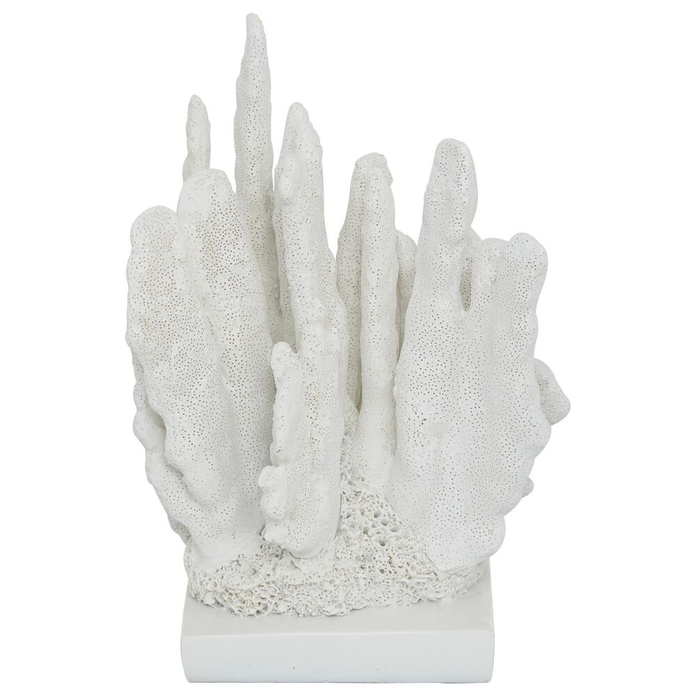 Maple and Jade 10" Coastal Polystone Sculpture in White, , large