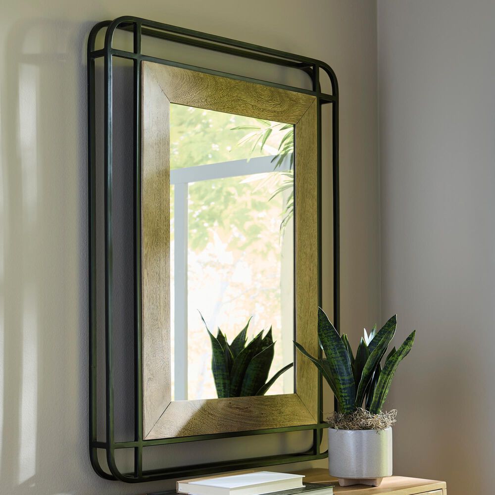 Ashley Beelman Accent Wall Mirror in Black and Brown, , large