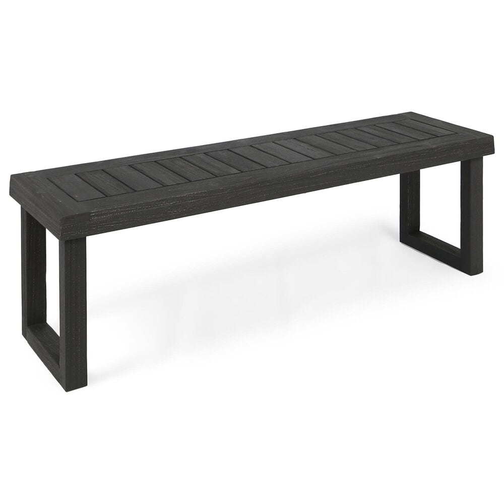 Hearth and Haven Patio Wood Dining Bench in Dark Grey, , large