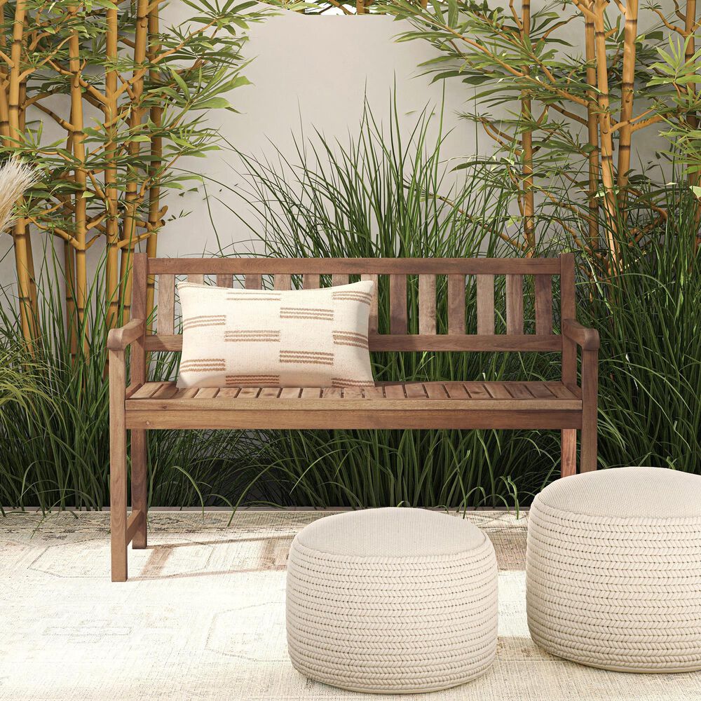 Linon Home Decor Catalan Bench in Warm Acorn, , large