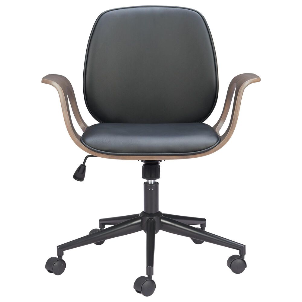 Zuo Modern Ali Office Chair in Black and Brown, , large