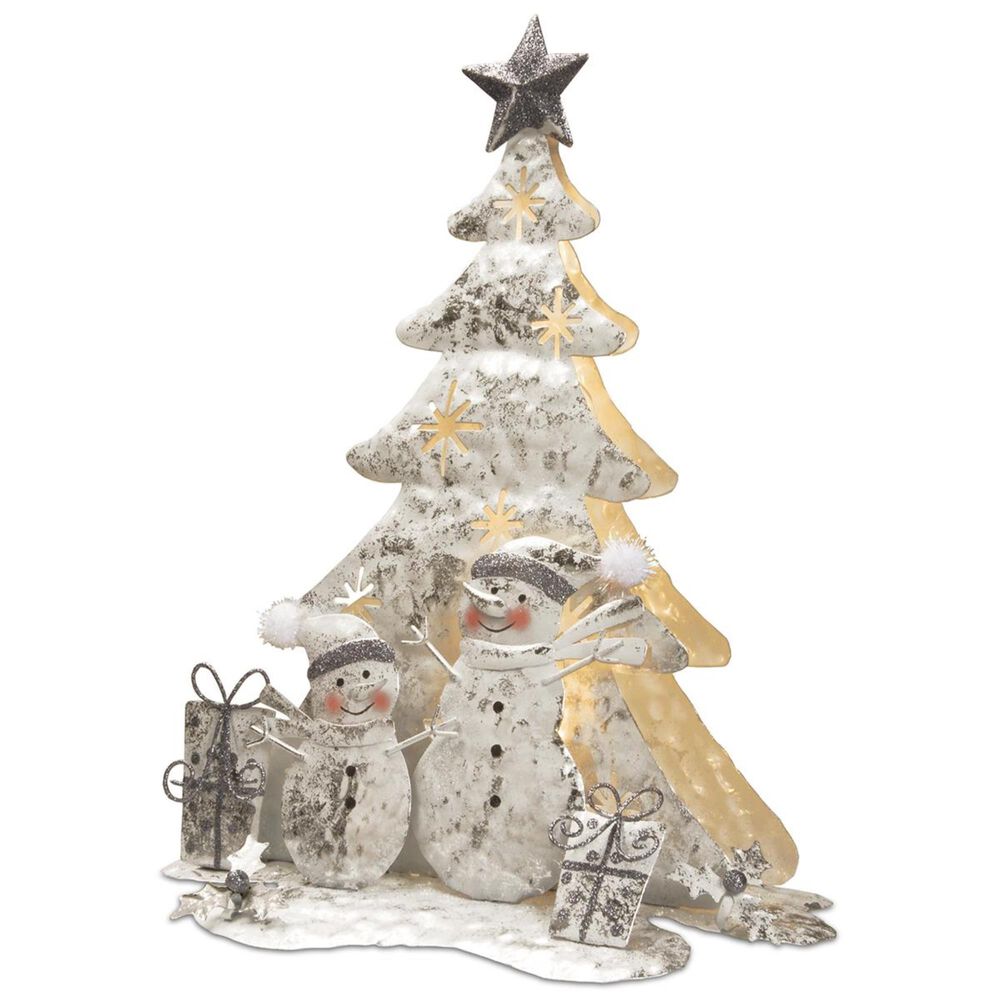 National Tree 16" Lighted Tree Snowman Scene, , large