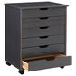 Linon Home Decor Cary 6-Drawer Wide Rolling Cart in Grey, , large