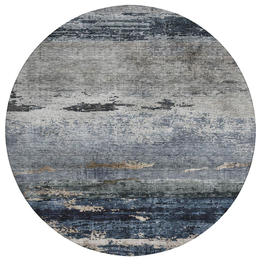 37B Nouveau NV3 8" Round Navy Indoor/Outdoor Area Rug, , large