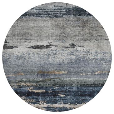 37B Nouveau NV3 8" Round Navy Indoor/Outdoor Area Rug, , large