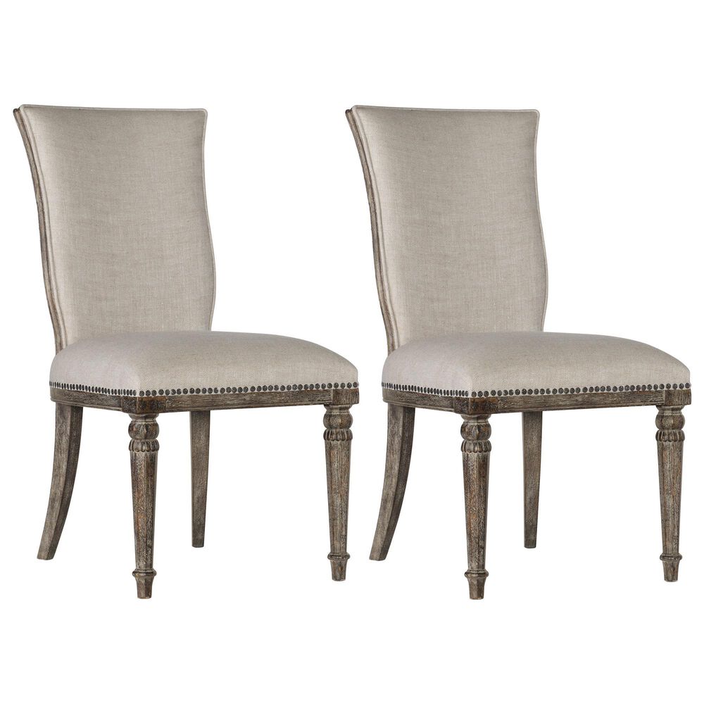 Hooker Furniture Traditions Side Chair in Rich Brown and Grey (Set of 2